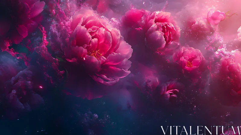 Vibrant Pink Peonies in Powder Cloud.