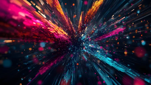 Vivid Abstract Light Burst With Neon Colors In Futuristic Digital Style.
