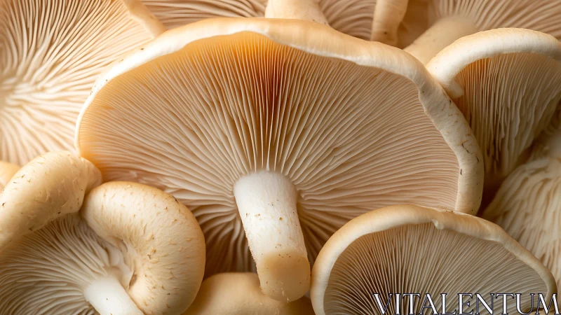 Macro study reveals intricate oyster mushroom gill architecture