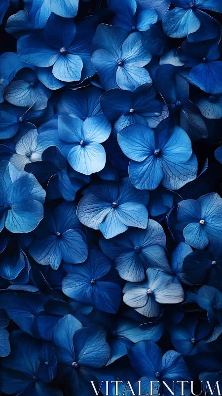 Blue Hydrangea Cluster: Dense Floral Composition Study.
