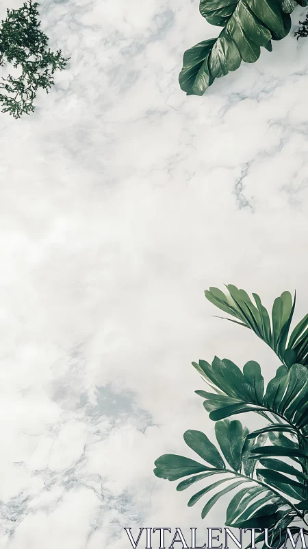 Vertical cloud canopy framed by tropical foliage geometry.