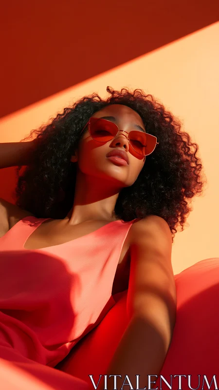 Oblique sunlight sculpts relaxed portrait with saturated coral chroma