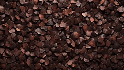 High contrast macro of irregular dark chocolate flake surface