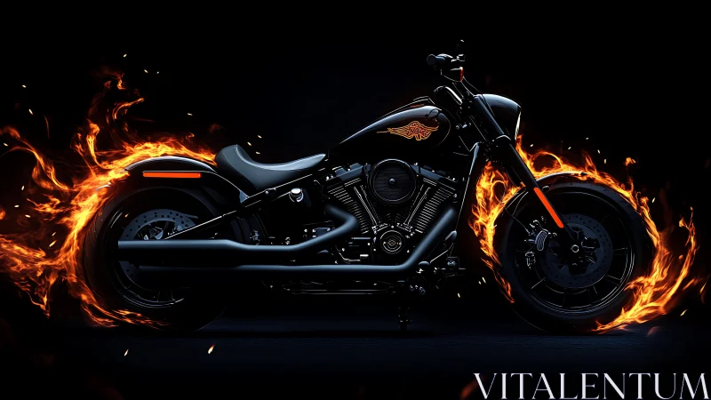 Midnight inferno motorcycle blazing through liquid shadow.