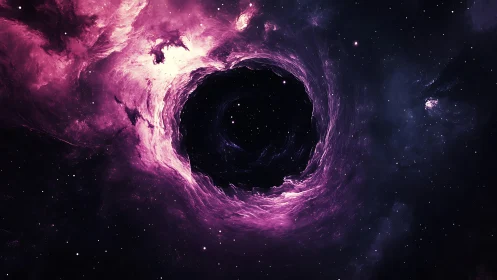 Cosmic whirlpool swallows starlight inside a violet abyss