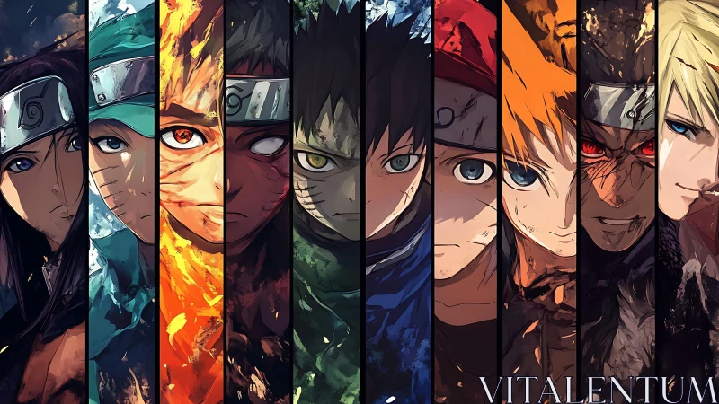 Multi-panel shinobi portrait sequence with dynamic lighting