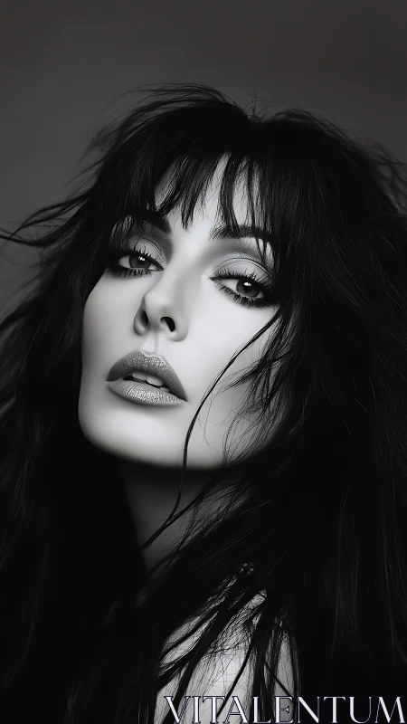 Monochrome high-contrast portrait with cinematic facial detailing.