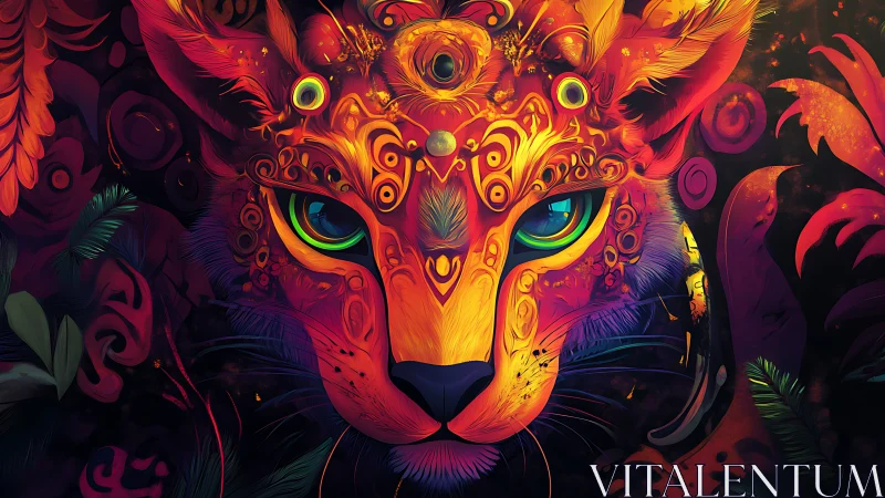 Radiant Mystical Cat with Ornate Decorative Face Art