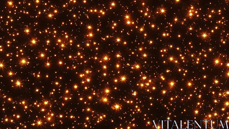 Golden starfield glows across deep black cosmic silence