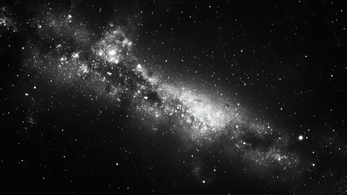 Monochrome galactic band in high-contrast astrophotographic frame.