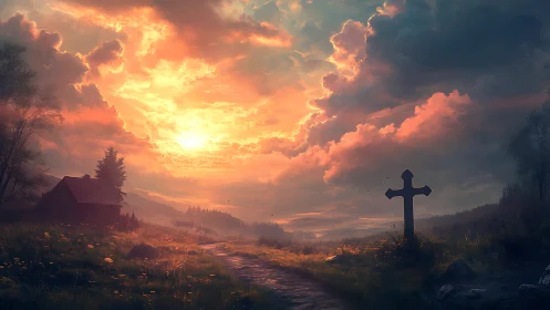 Sunlit country path where memory, dusk, and hope linger.