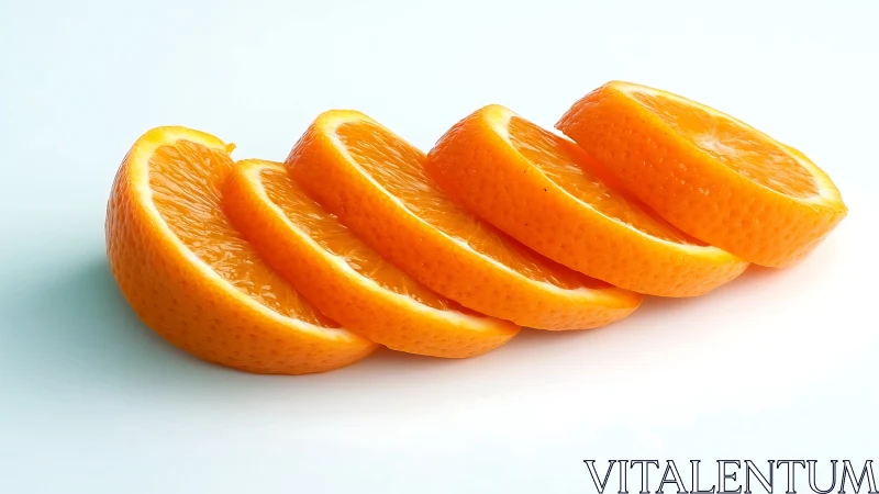 Fresh orange slices arranged in clean diagonal stack