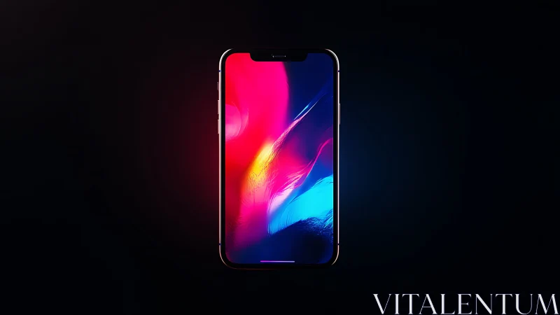 Premium smartphone mockup with neon gradient wallpaper.