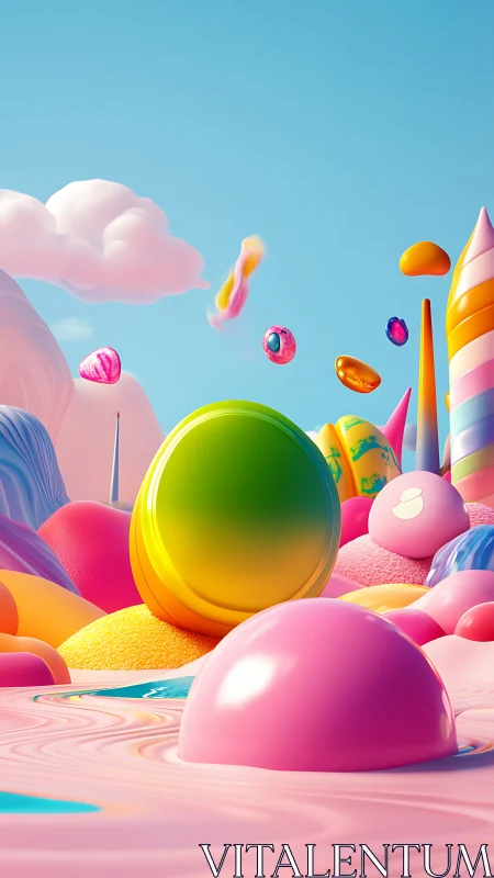 Vibrant candy landscape renders playful chromatic depth