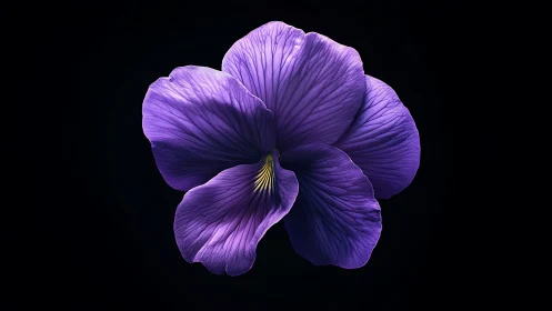 Purple Iris Flower with Detailed Petal Veining Against Black