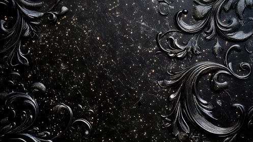 Black baroque flourishes swirl across a star-flecked void