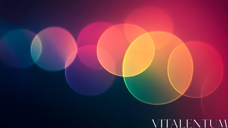 Colorful abstract bokeh circles on dark background digital art.