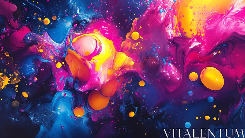 Chromatic fluid turbulence with suspended pigment spheres.