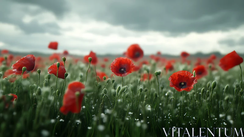 Red Poppies in Bloom: Dynamic Floral Composition with Selective Focus.