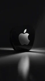 Apple Logo Three-Dimensional Rendering with Dramatic Chiaroscuro Lighting