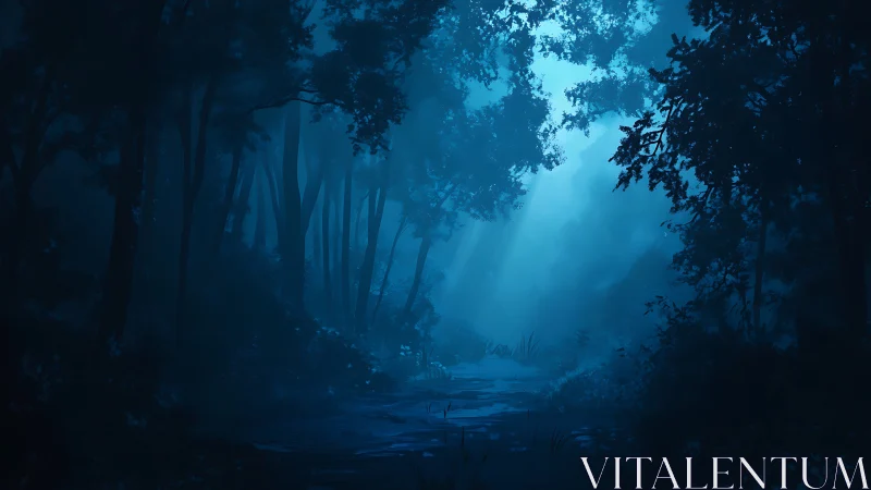 Ethereal Forest Canopy with Volumetric Light Rays Through Misty Woodland.