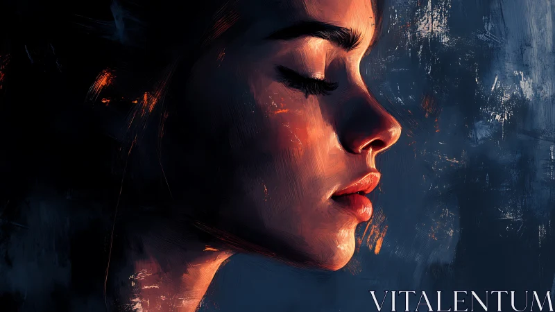 Side profile portrait of woman rendered in digital paint