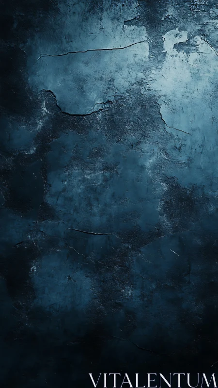 Moody cracked blue concrete wall evokes quiet industrial depth