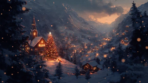 Snowlit valley hums softly while one bright tree conducts