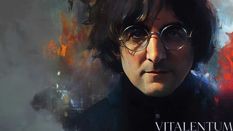 Moody digital portrait of pensive man with round glasses