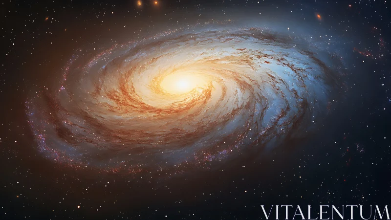 Gentle golden galaxy swirling softly through quiet night sky.