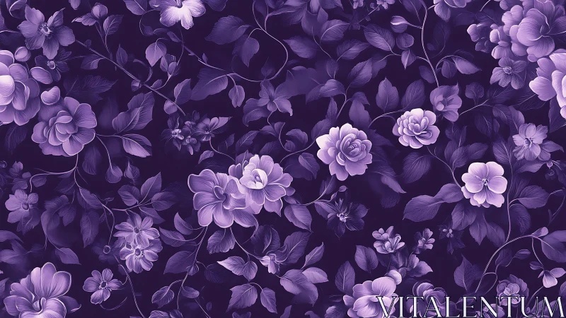 Layered Purple Floral Composition with Dimensional Blossoms