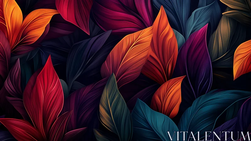 Multilayer vector foliage renders with high-saturation gradient lighting
