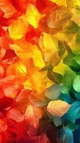 Macro botanical leaf gradient in full visible spectrum tones