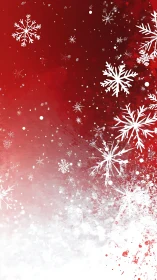 White snowflakes on red gradient winter background design.