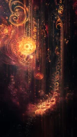 Glowing cosmic spirals drifting through a dreamy night sky.