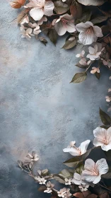 Botanical Arrangement on Distressed Slate Surface with Soft Pastels