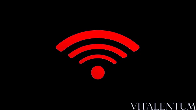 Glowing red Wi‑Fi signal symbol stands out on deep black