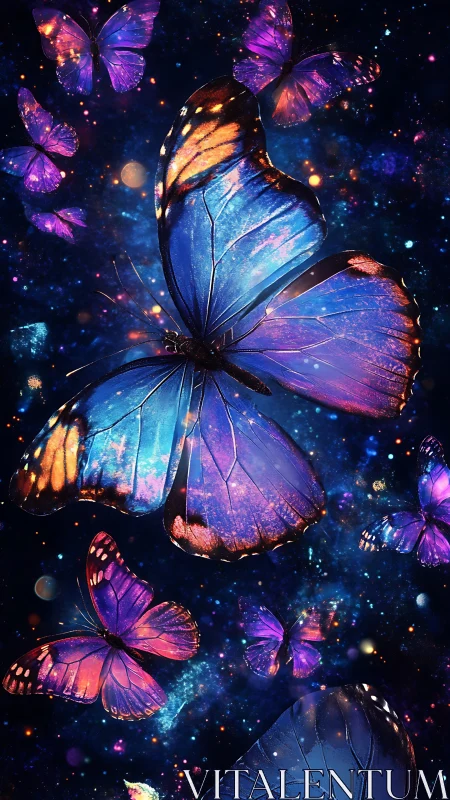 Luminous cosmic butterflies drifting through starlit nebulae.