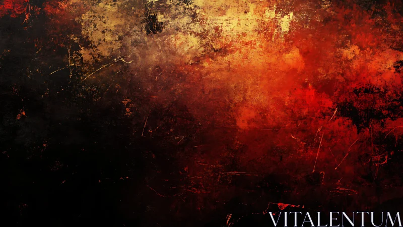 Fiery Abstract Texture with Grunge Brushstrokes and Dark Hues.