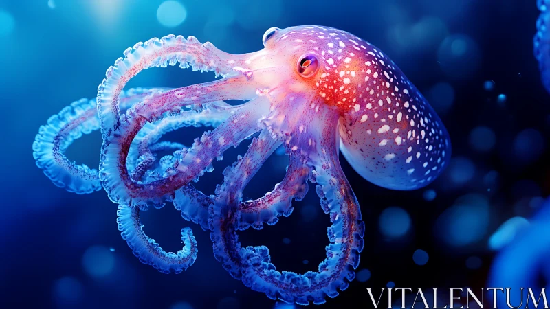 Glowing starlit octopus drifting through sapphire tides.