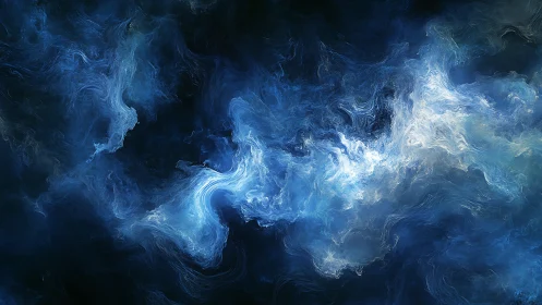 Nebulous blue energy currents swirl through dark void.