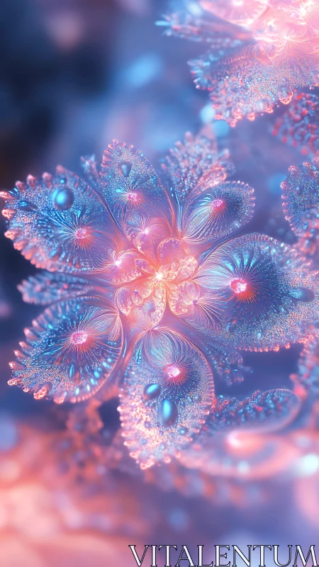 Fractal floral cluster in iridescent bokeh depth field digital painting.