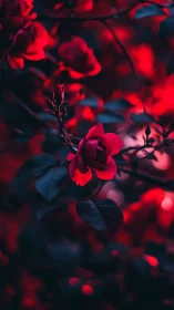Crimson Petals Glow Against the Shadows of Night