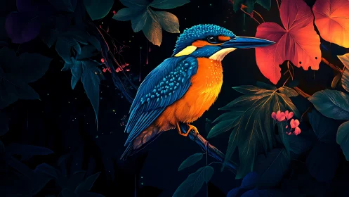 Electric Kingfisher Commands Its Luminous Jungle Sanctuary