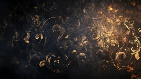 Dark textured background with gold ornamental flourishes.