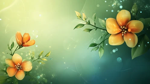 Golden Blooms Dance Through Verdant Light and Whispered Bubbles