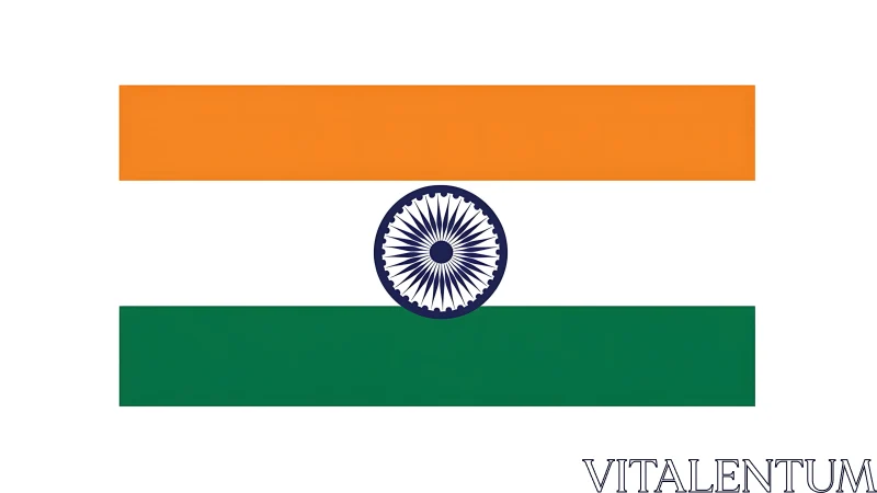 Horizontal tricolour flag with central navy blue wheel emblem.