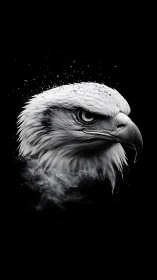 Powerful eagle portrait glows boldly against deep black space