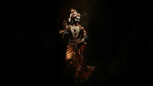 Divine dancer in molten gold glows against endless night.
