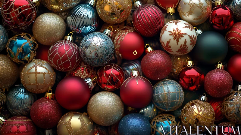 Cozy constellation of glittering Christmas ornaments aglow.